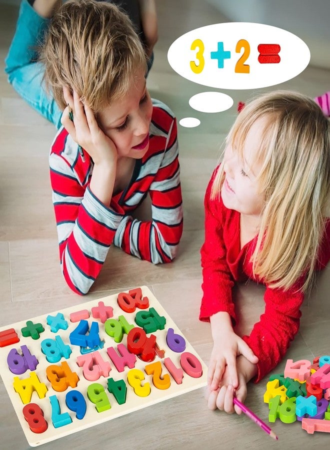 Attmu Wooden Puzzles for Toddlers, Alphabet Puzzle and Number Puzzle, 2 in 1 Preschool Educational Learning Toys with Chunky Wood ABC Puzzle Board, for Girls Boys Kindergarten Set of 2 - Image 5